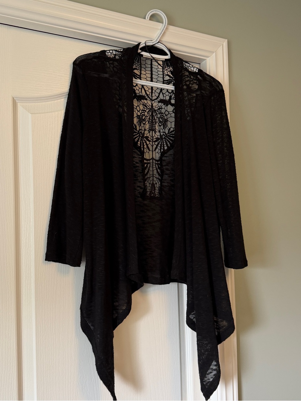 Ricki's Black Lace Open Weave Cardigan - Picture 2 of 6